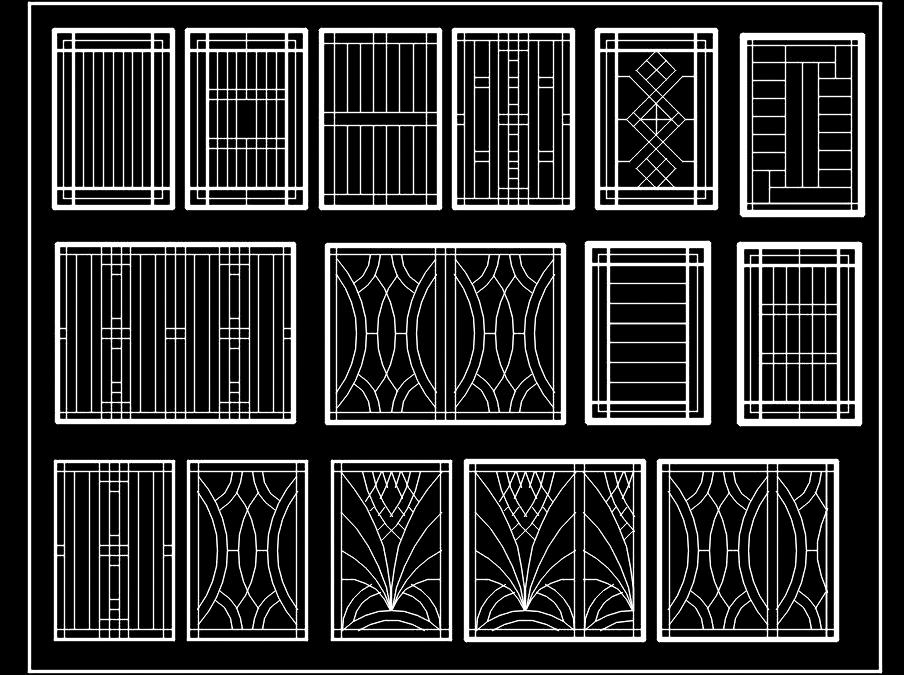 MS Iron Window Grill CAD Blocks -15 Designs